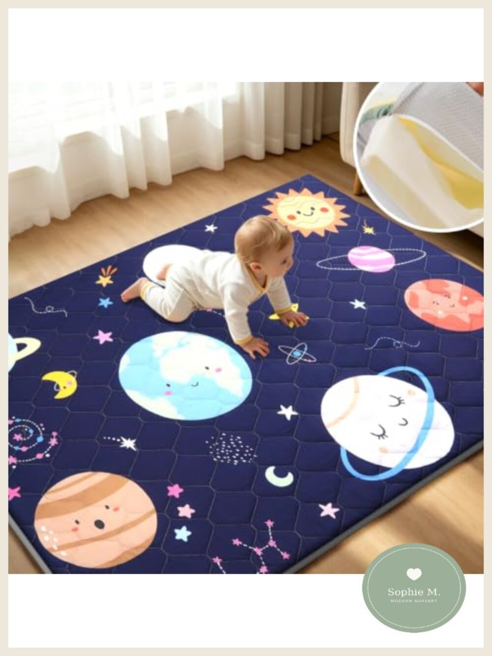 Baby Play Mat 74x50 with Removable Machine Washable Cover Foam Cushion